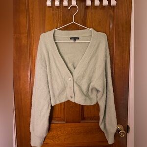 PacSun’s Kendall and Kylie fuzzy cardigan sweater, mint green, size small